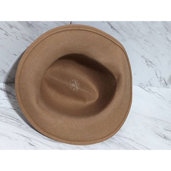 Lancaster Women's Tan 100% Wool With Feather Trim Fedora Hat - Picture 4 of 6